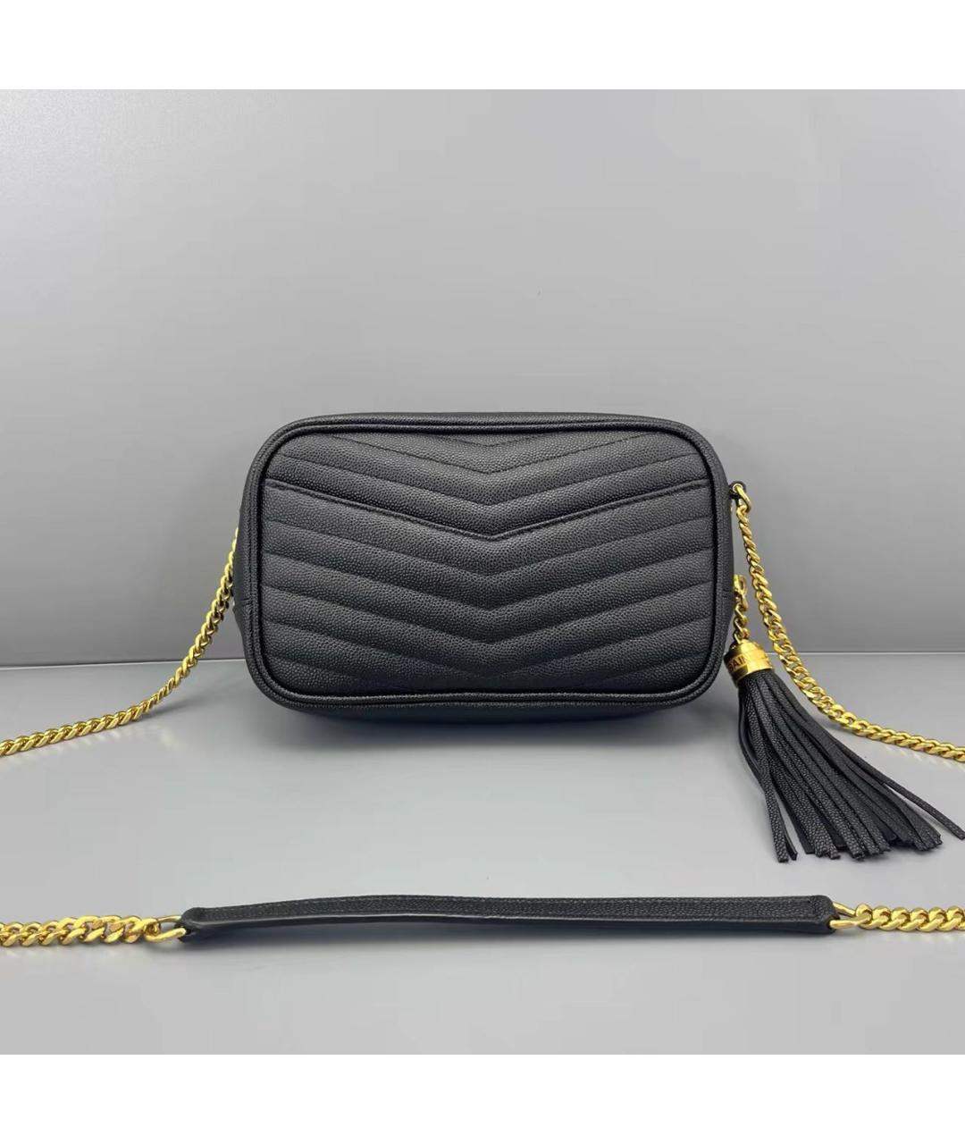 SAINT LAURENT Черная кожаная сумка через плечо, фото 2