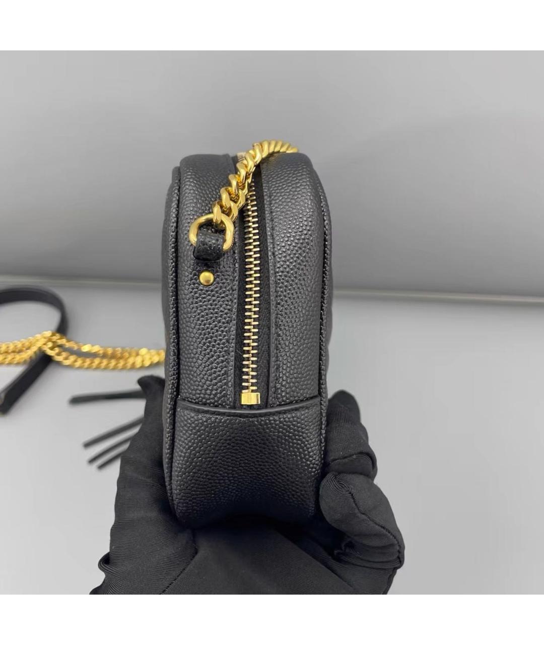SAINT LAURENT Черная кожаная сумка через плечо, фото 3