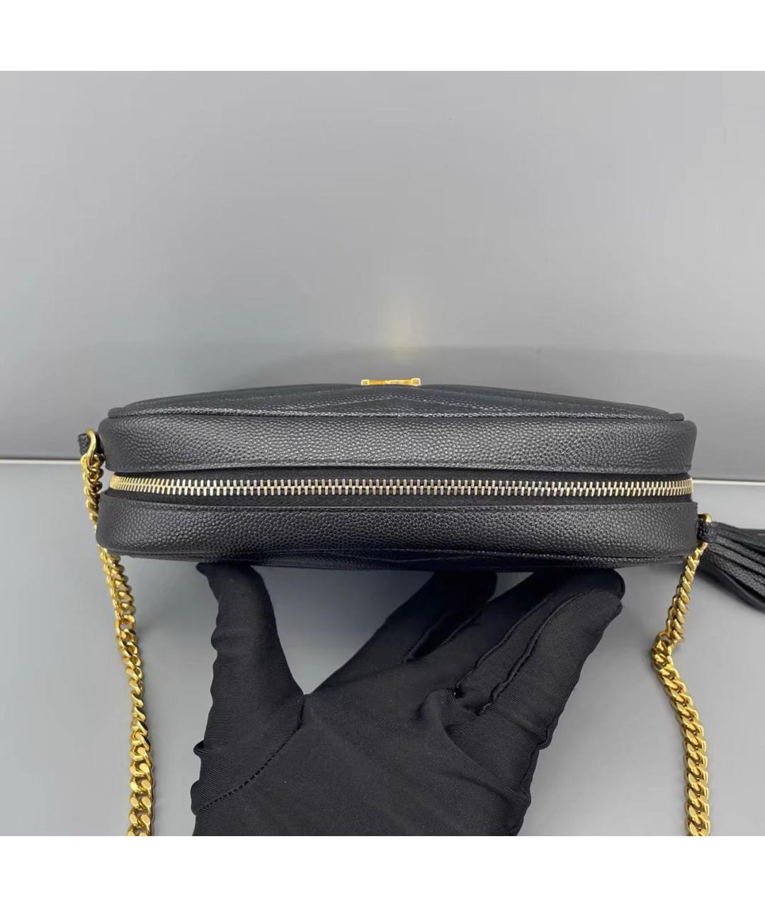 SAINT LAURENT Черная кожаная сумка через плечо, фото 4