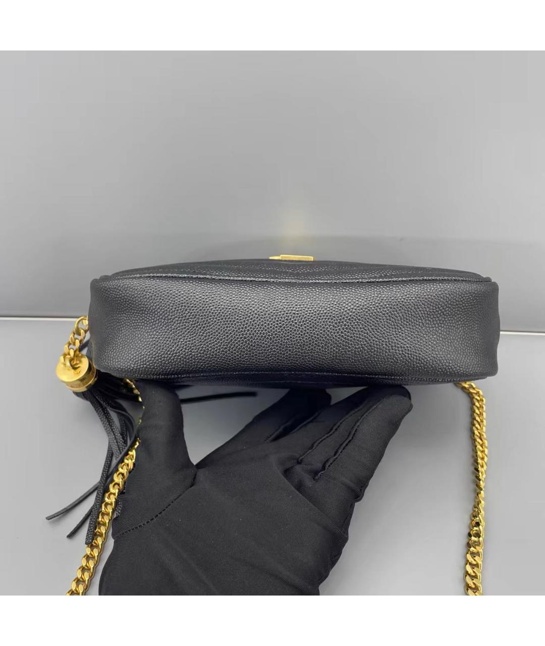 SAINT LAURENT Черная кожаная сумка через плечо, фото 8