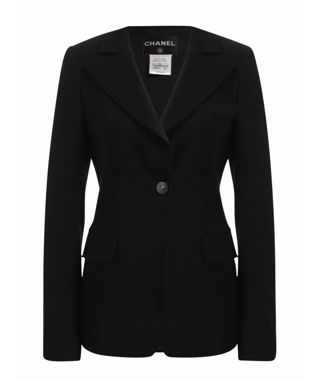 CHANEL Черный шерстяной жакет/пиджак, фото 1