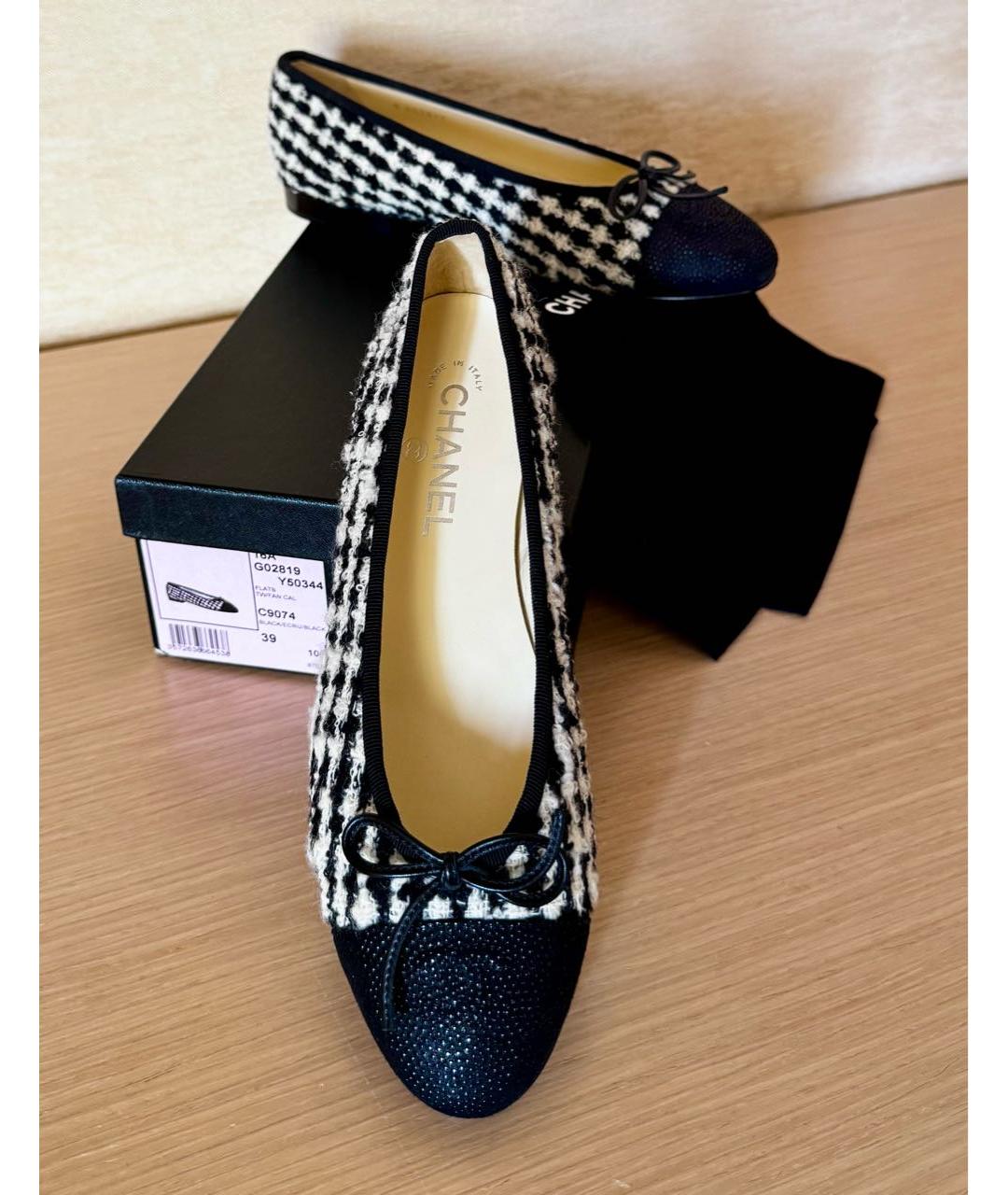 CHANEL Черные текстильные балетки, фото 5