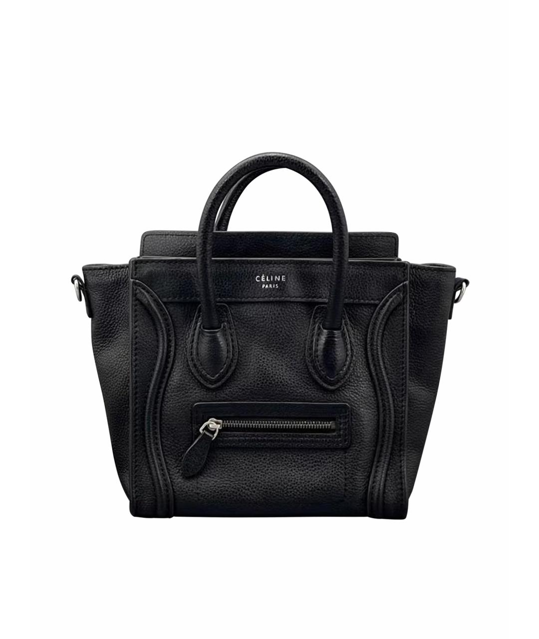 CELINE Черная кожаная сумка с короткими ручками, фото 1