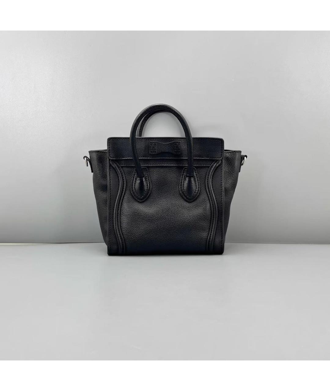 CELINE Черная кожаная сумка с короткими ручками, фото 2