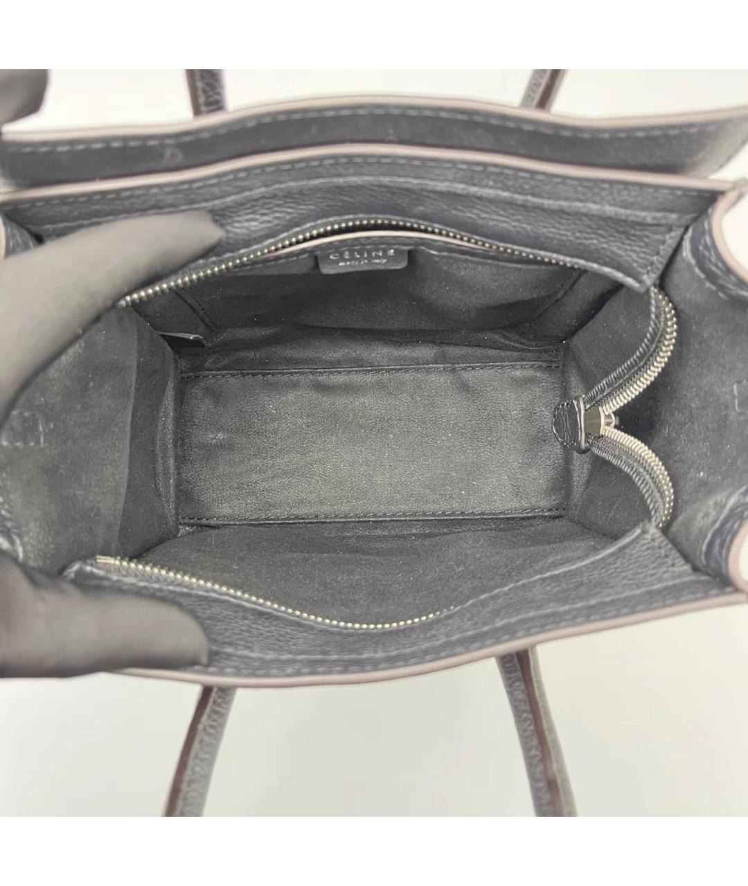 CELINE Черная кожаная сумка с короткими ручками, фото 8