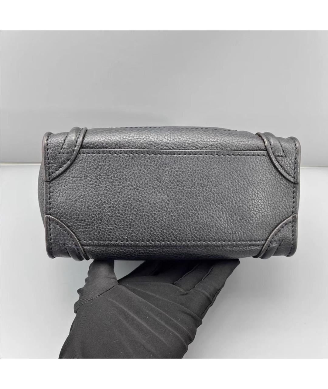 CELINE Черная кожаная сумка с короткими ручками, фото 4
