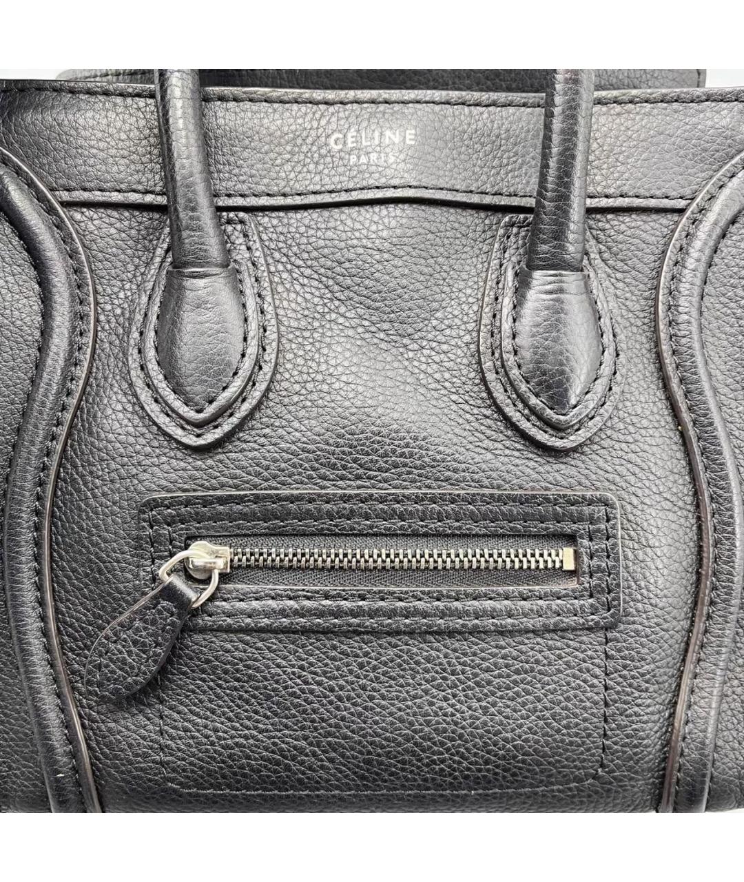 CELINE Черная кожаная сумка с короткими ручками, фото 7