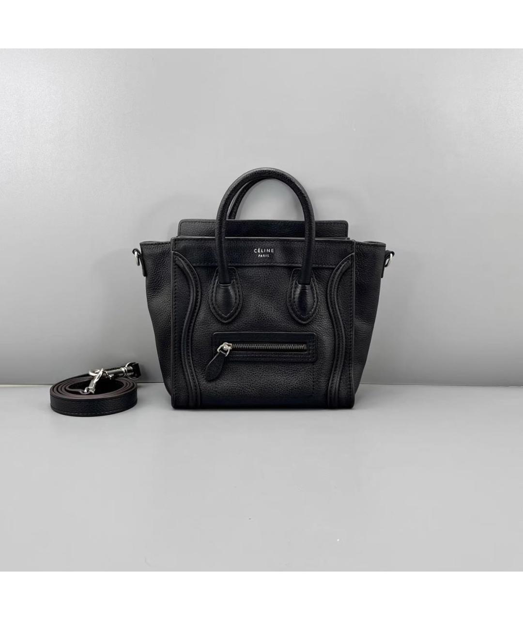 CELINE Черная кожаная сумка с короткими ручками, фото 9