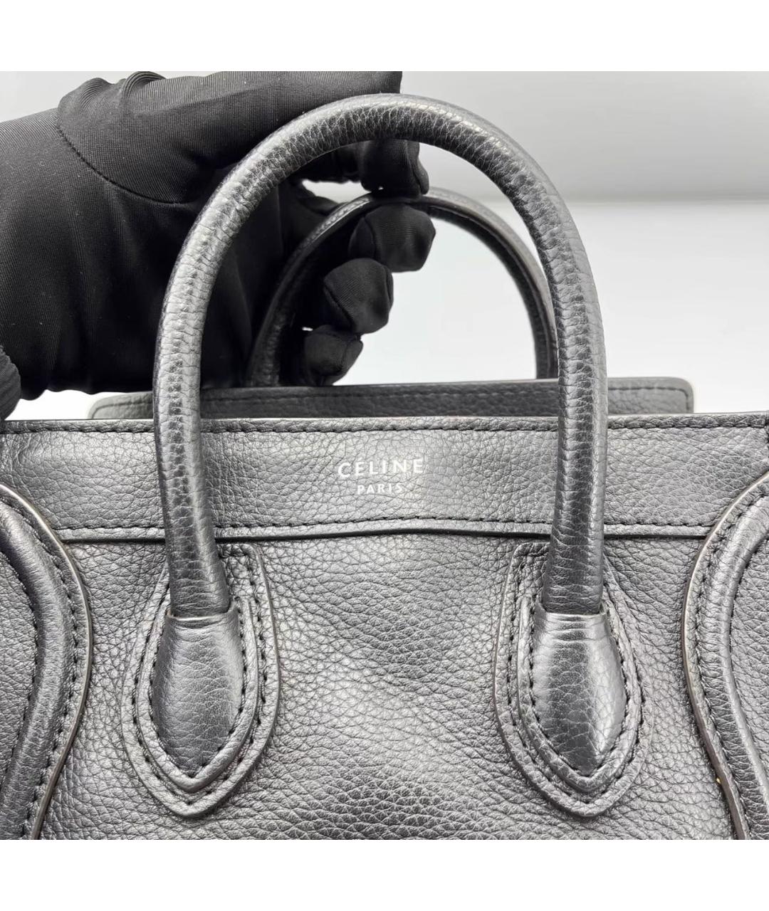 CELINE Черная кожаная сумка с короткими ручками, фото 5