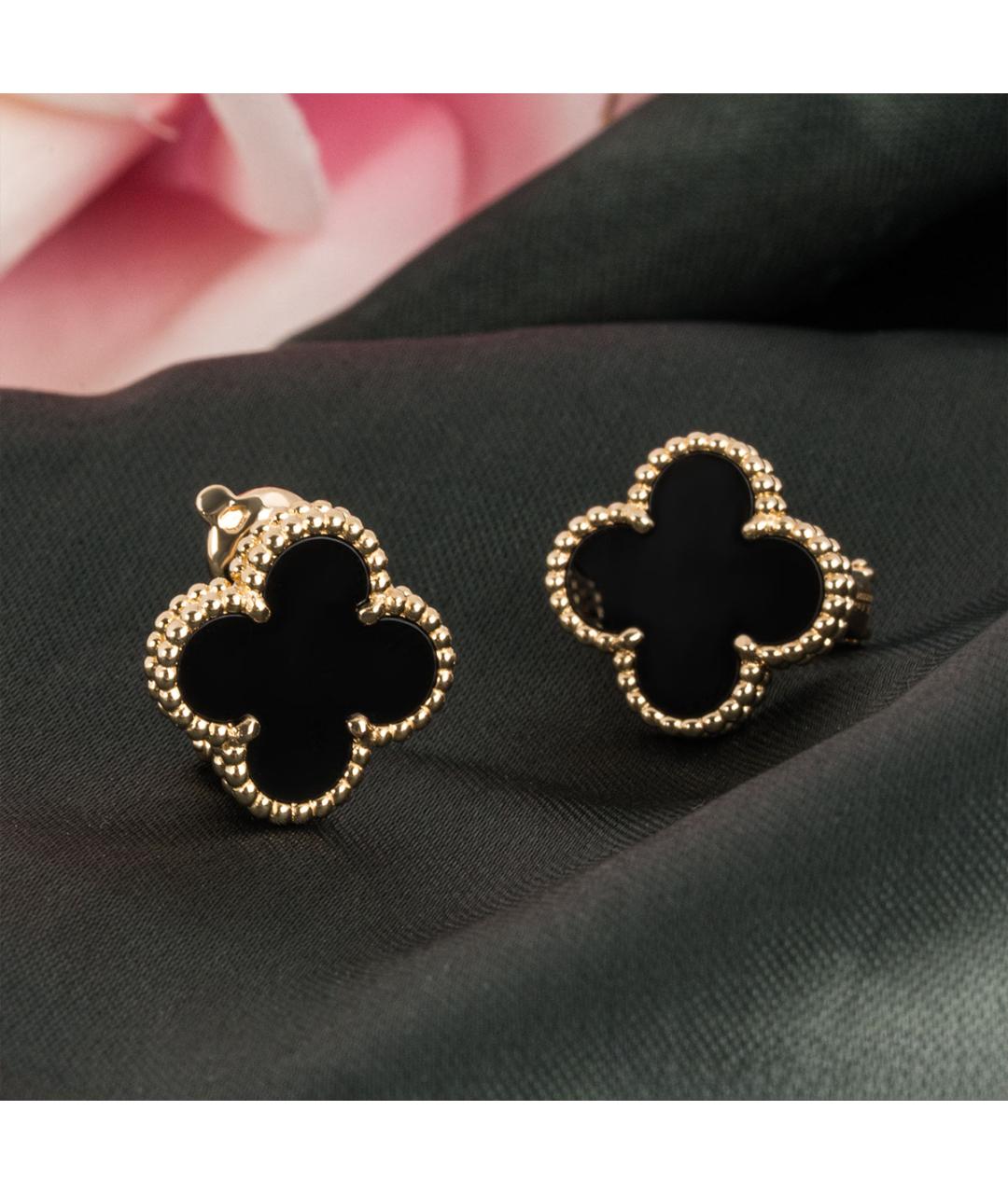 VAN CLEEF & ARPELS Черные серьги из желтого золота, фото 3