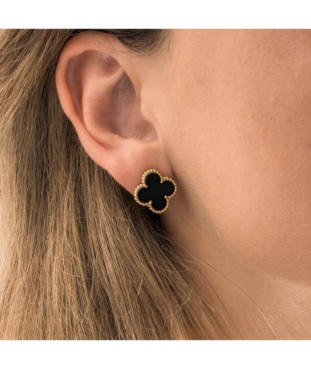 VAN CLEEF & ARPELS Черные серьги из желтого золота, фото 2