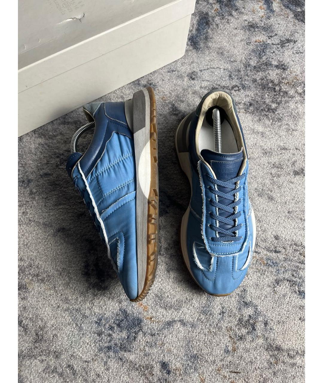 MAISON MARGIELA Голубые текстильные низкие кроссовки / кеды, фото 8