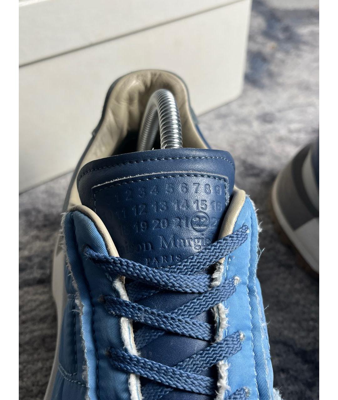 MAISON MARGIELA Голубые текстильные низкие кроссовки / кеды, фото 7