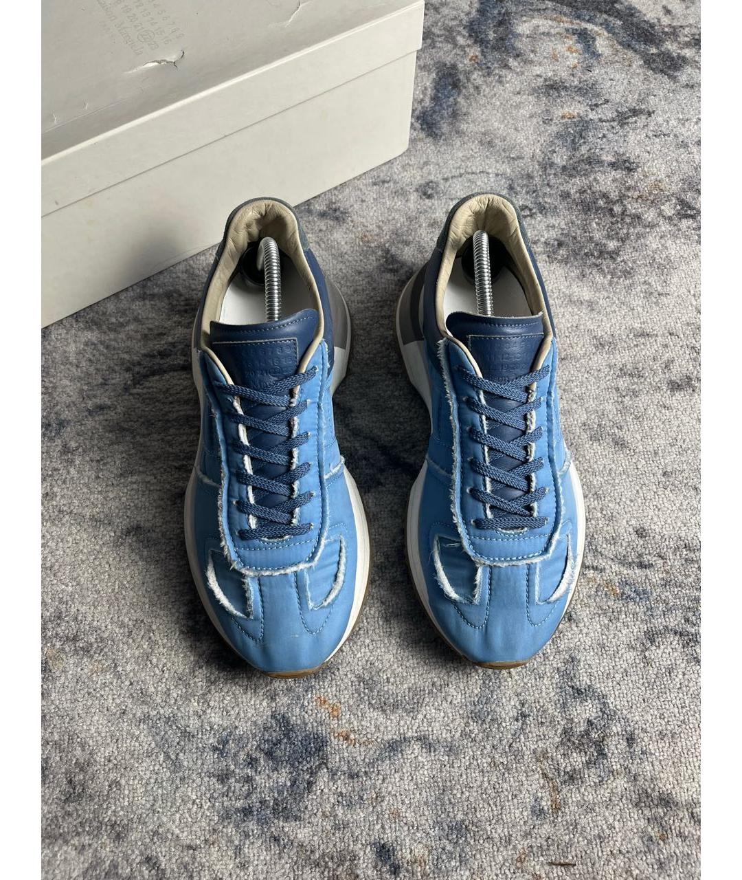 MAISON MARGIELA Голубые текстильные низкие кроссовки / кеды, фото 2