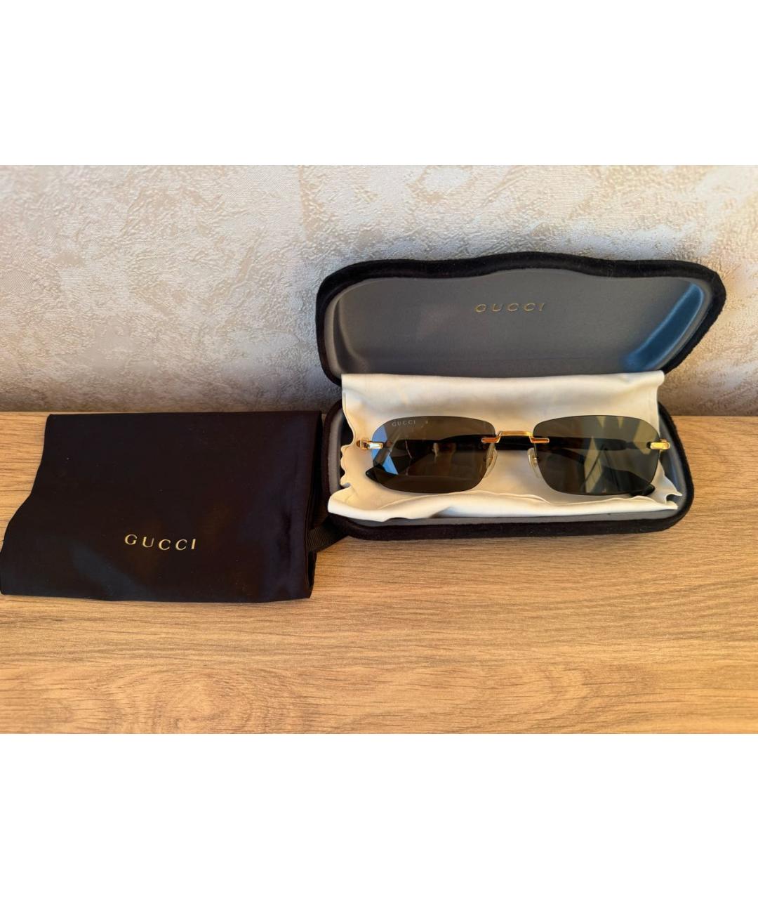 GUCCI Черные металлические солнцезащитные очки, фото 4