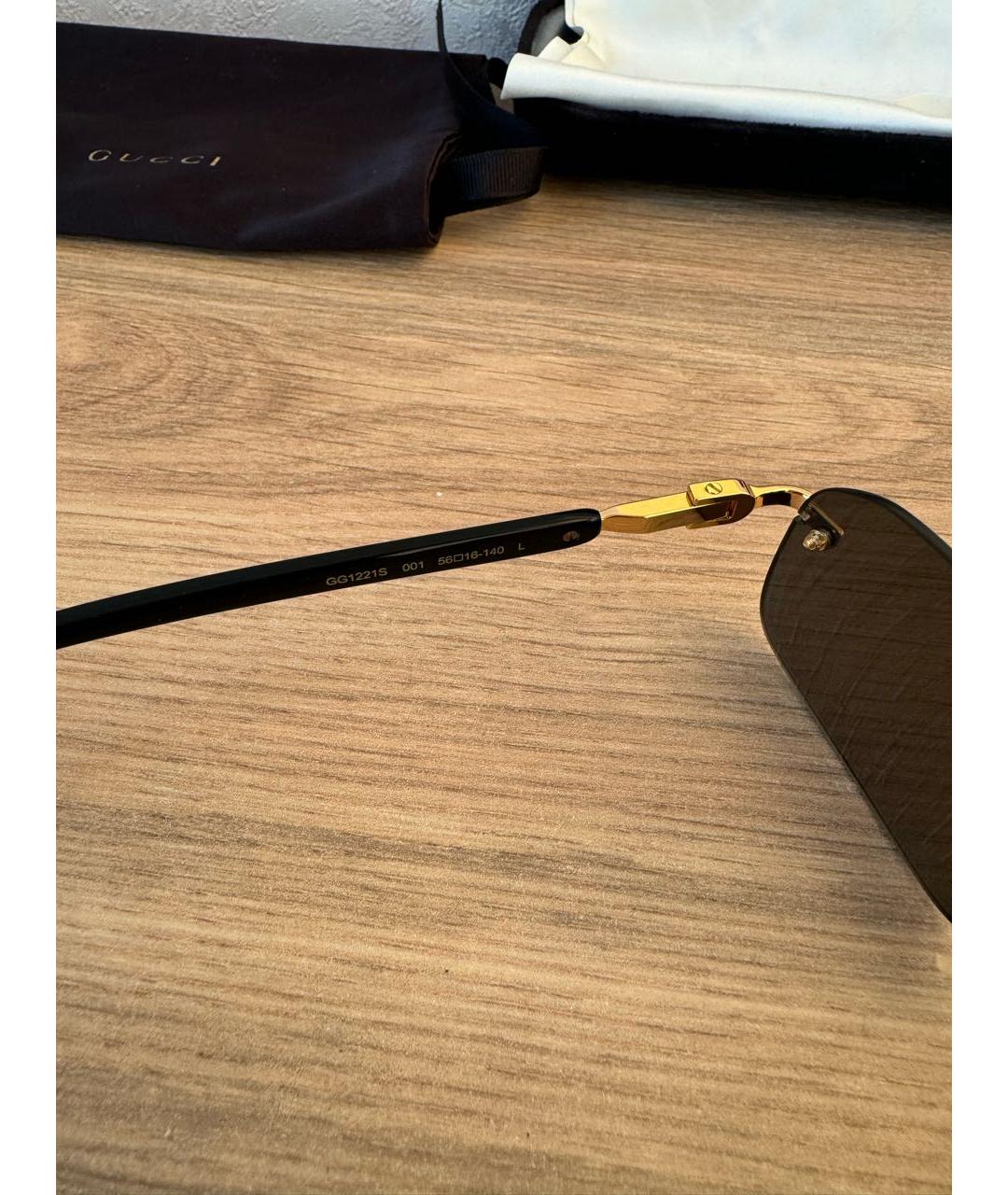 GUCCI Черные металлические солнцезащитные очки, фото 5