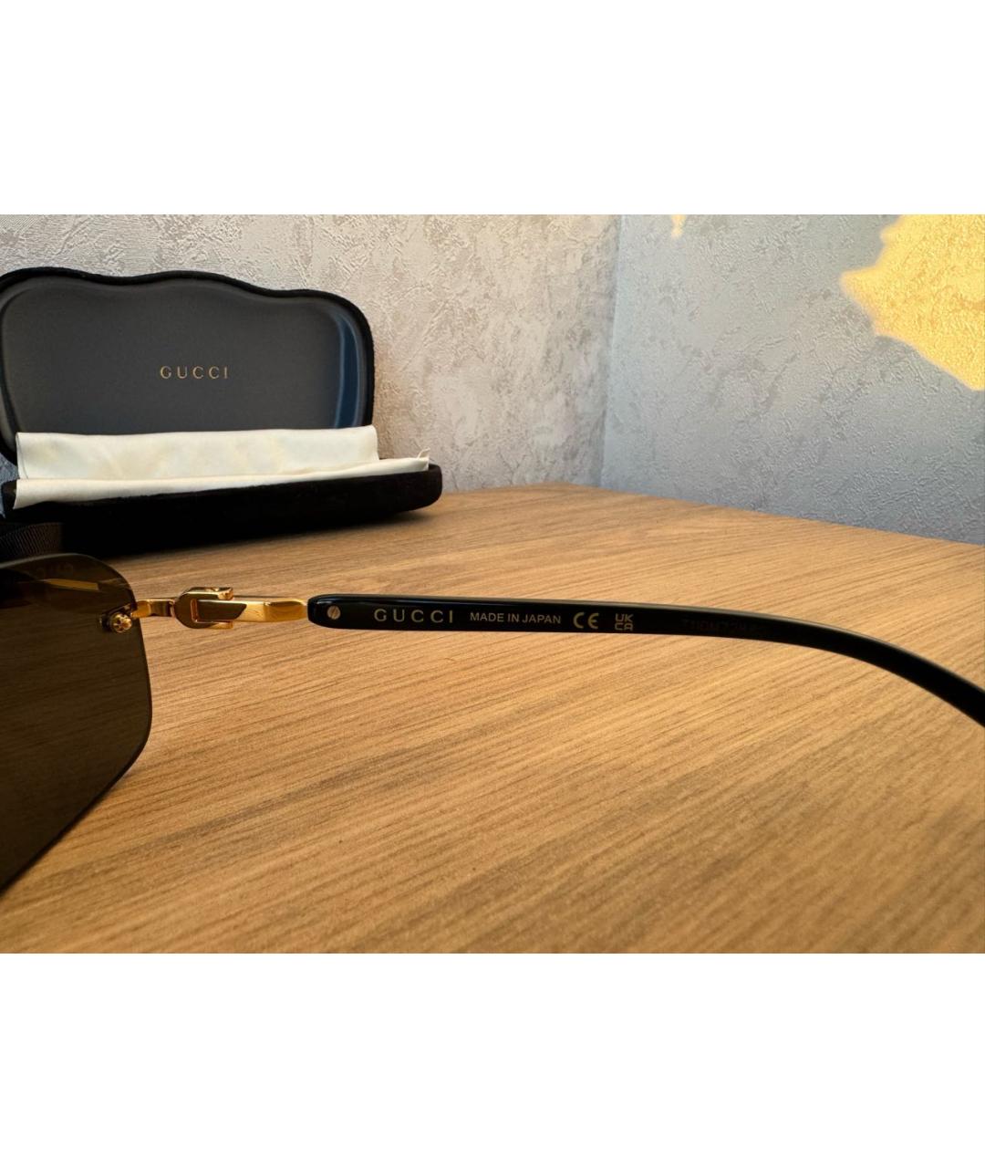 GUCCI Черные металлические солнцезащитные очки, фото 6