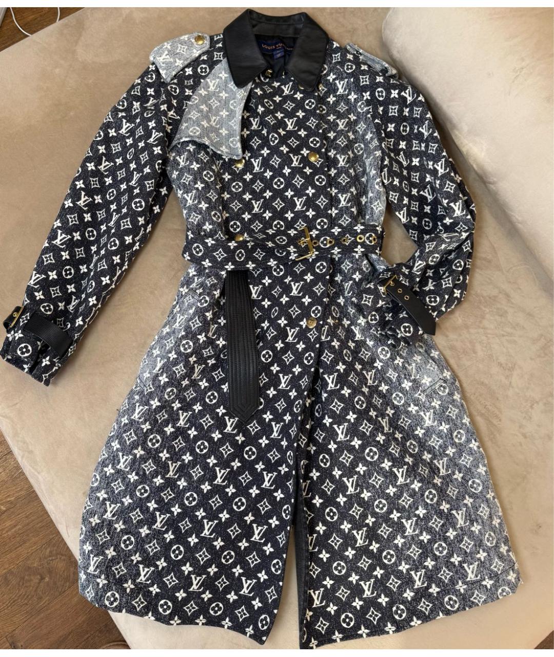 LOUIS VUITTON Антрацитовый деним тренч/плащ, фото 5