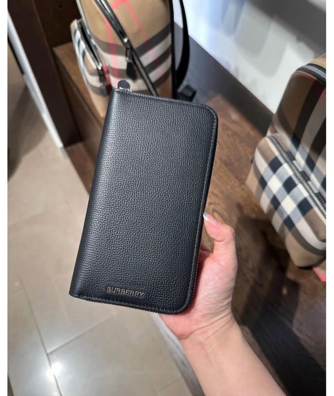 BURBERRY Черный кожаный кошелек, фото 5