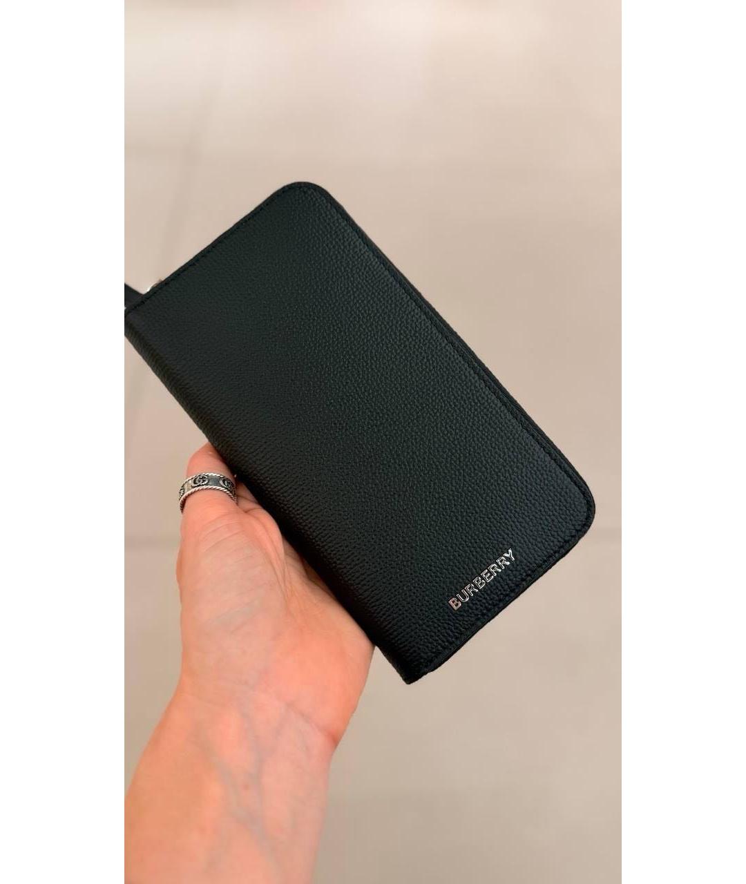 BURBERRY Черный кожаный кошелек, фото 6