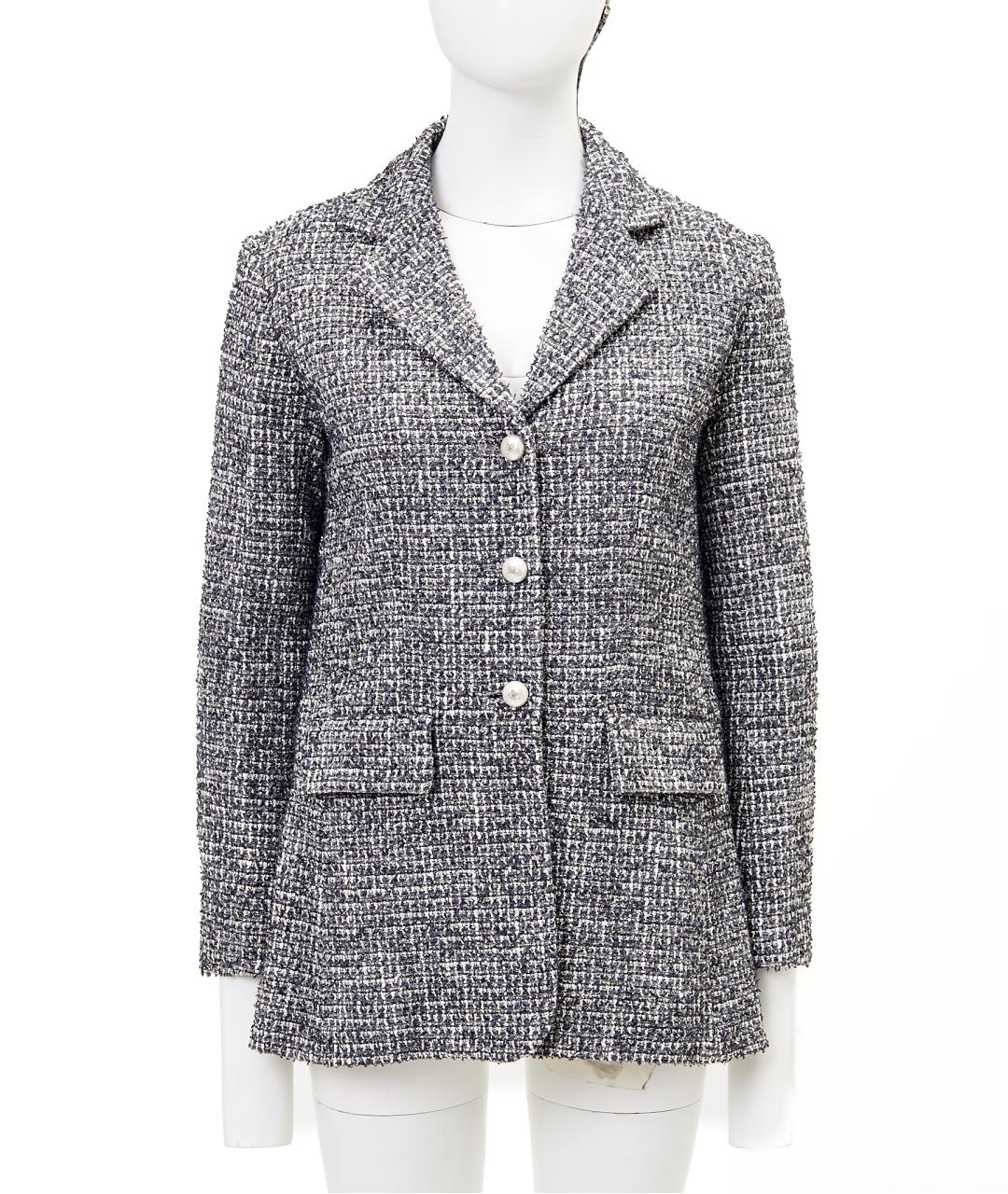 CHANEL Серый твидовый жакет/пиджак, фото 9