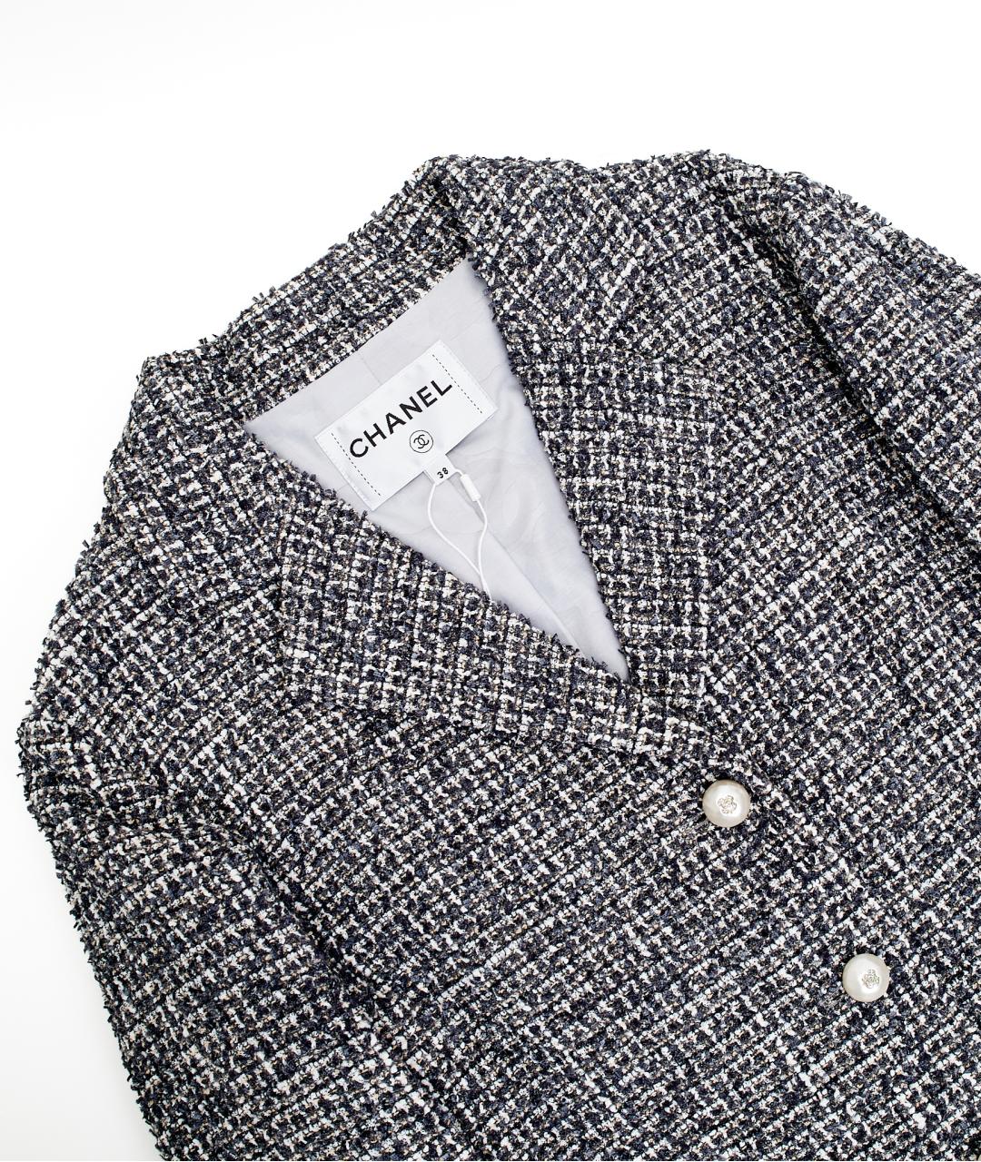 CHANEL Серый твидовый жакет/пиджак, фото 3