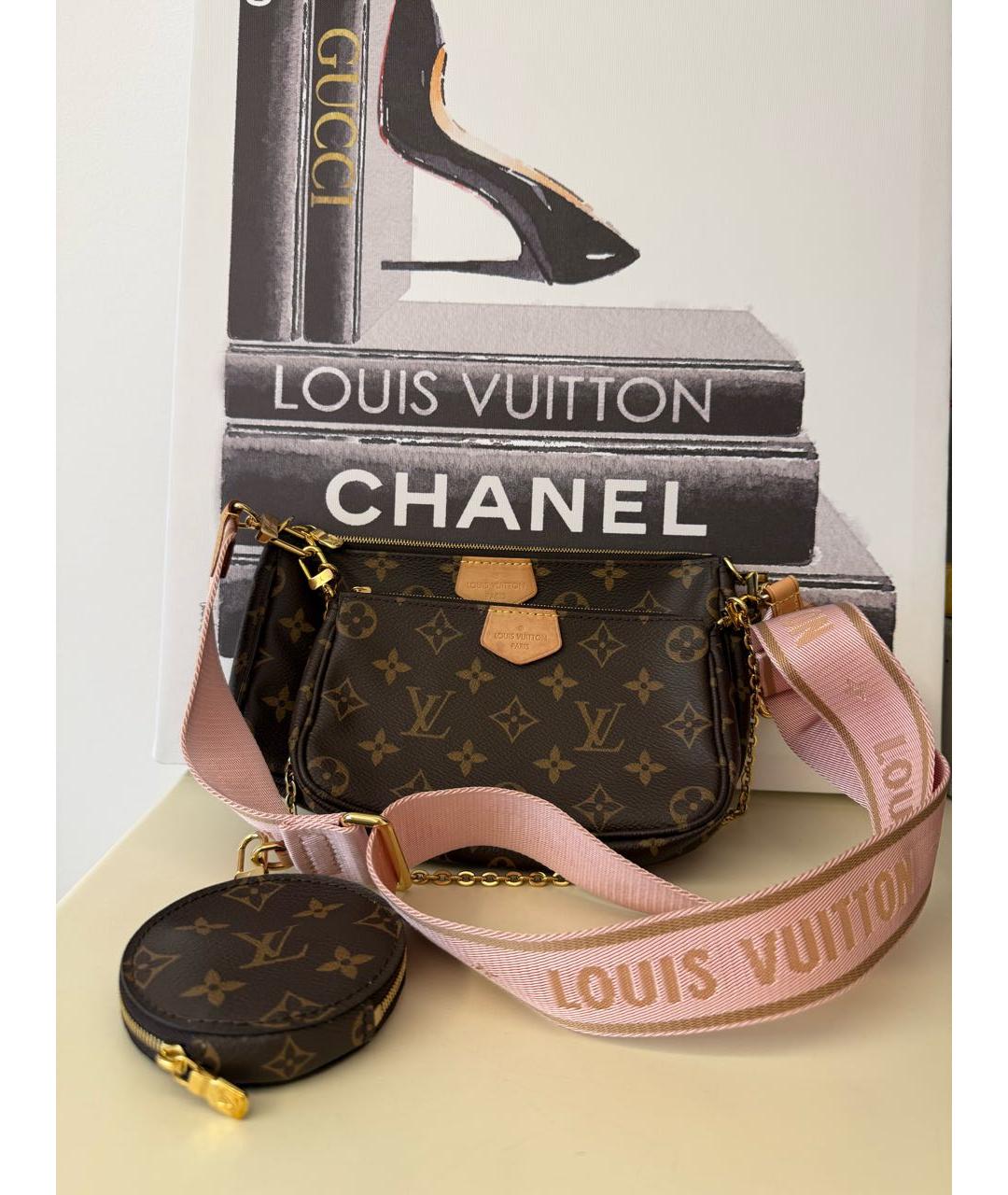 LOUIS VUITTON Коричневая кожаная сумка через плечо, фото 2