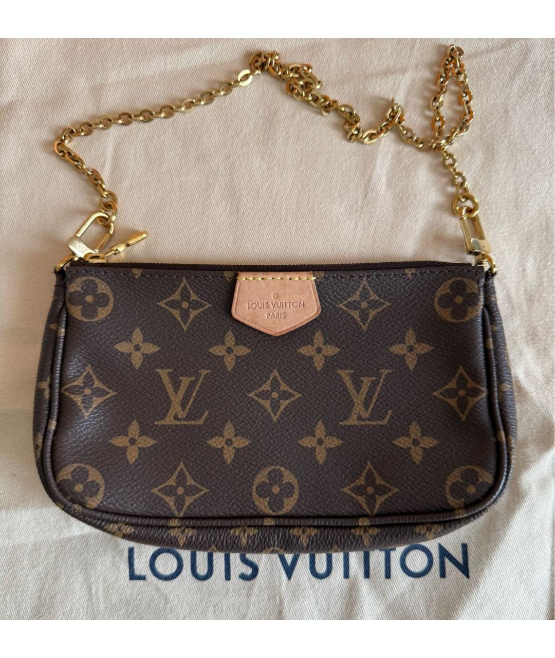 LOUIS VUITTON Коричневая кожаная сумка через плечо, фото 3