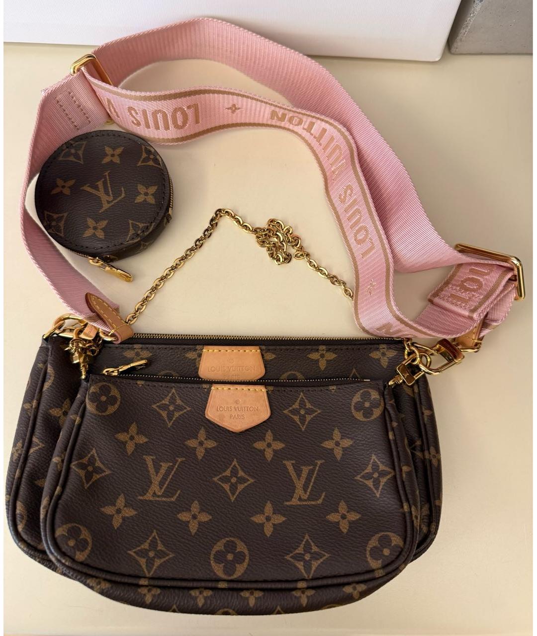 LOUIS VUITTON Коричневая кожаная сумка через плечо, фото 9