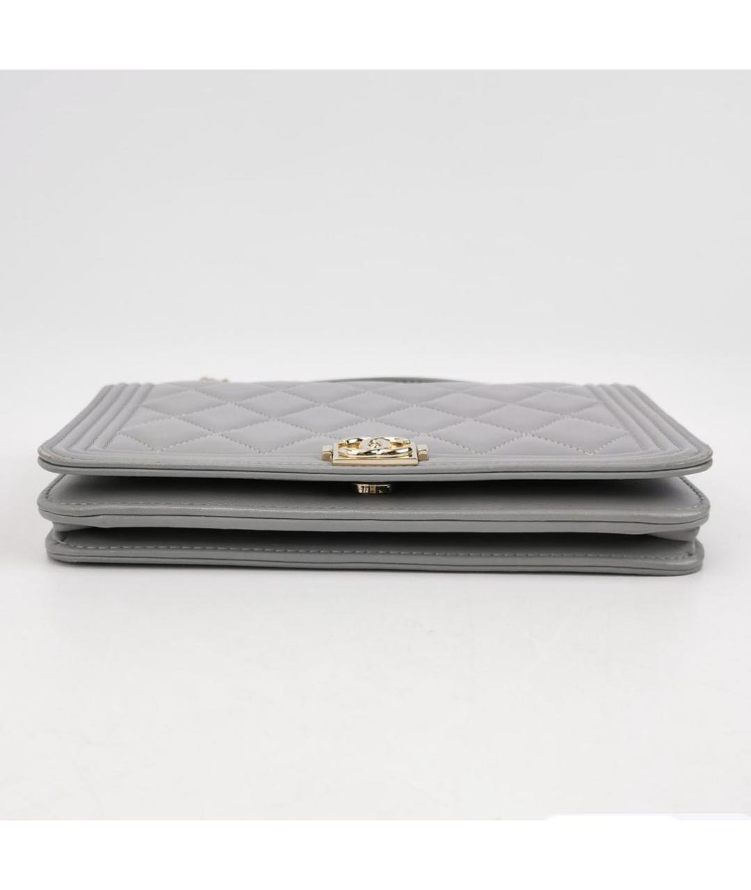 CHANEL Серая кожаная сумка через плечо, фото 5