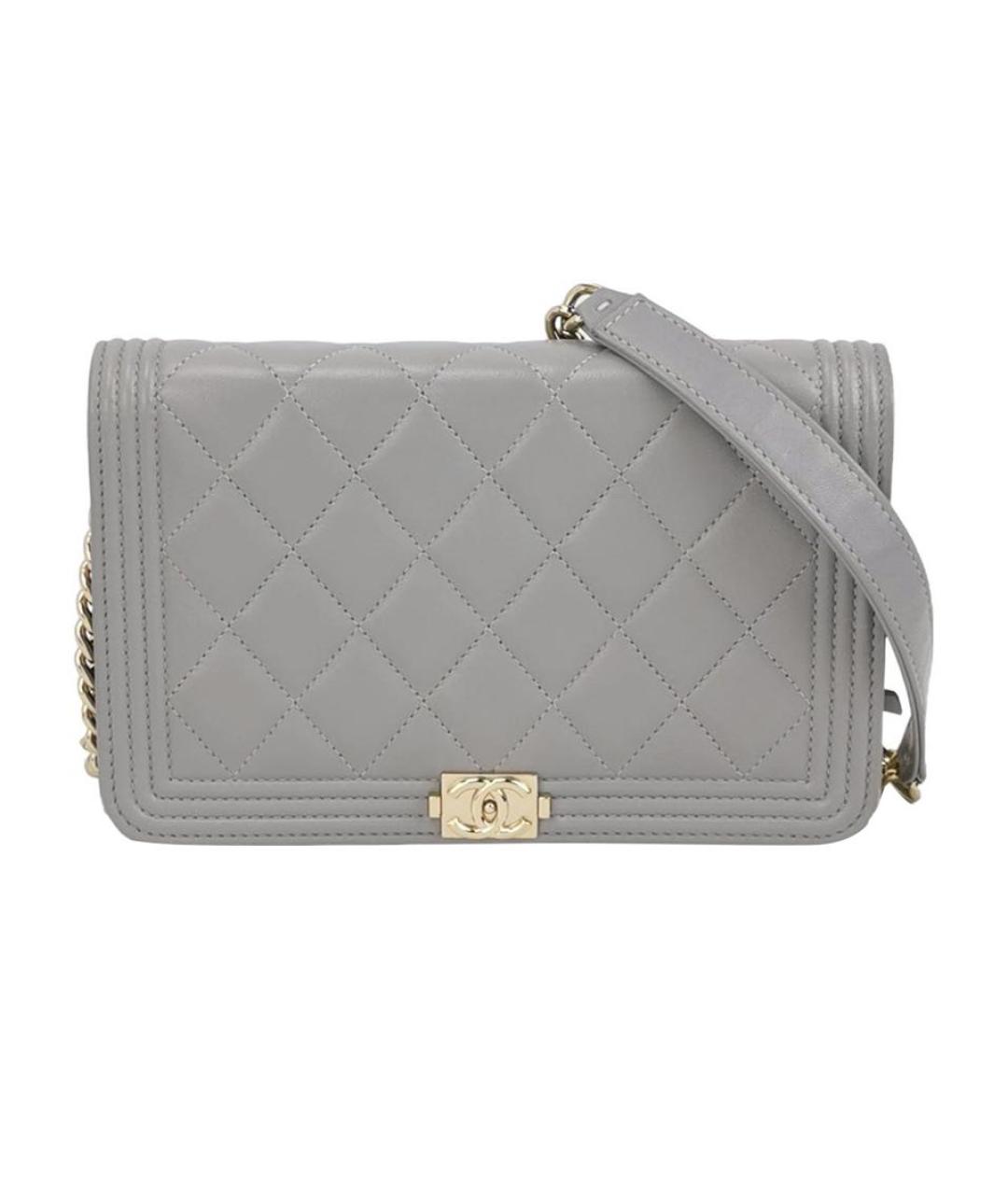 CHANEL Серая кожаная сумка через плечо, фото 9