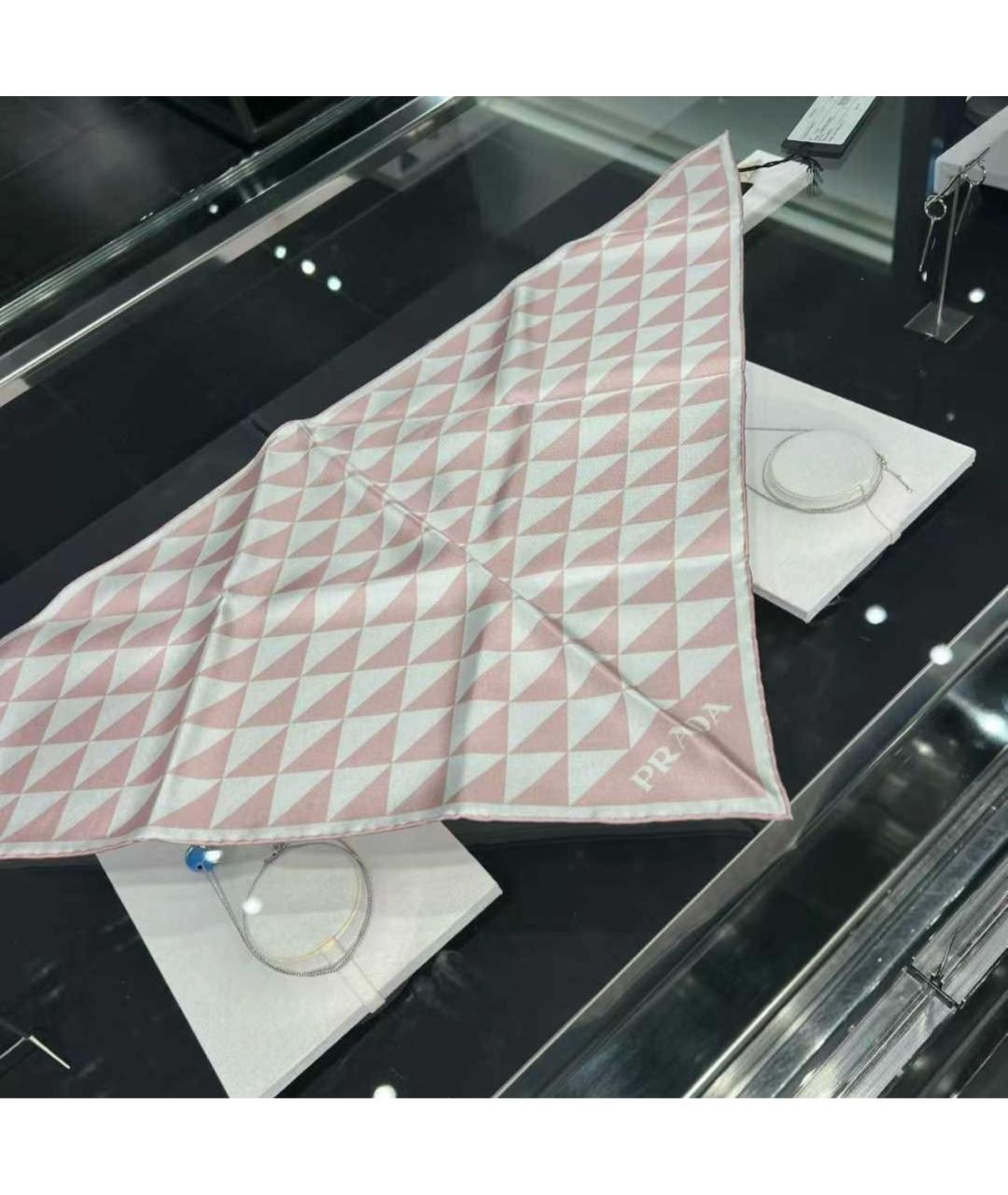 PRADA Розовый шелковый платок, фото 4