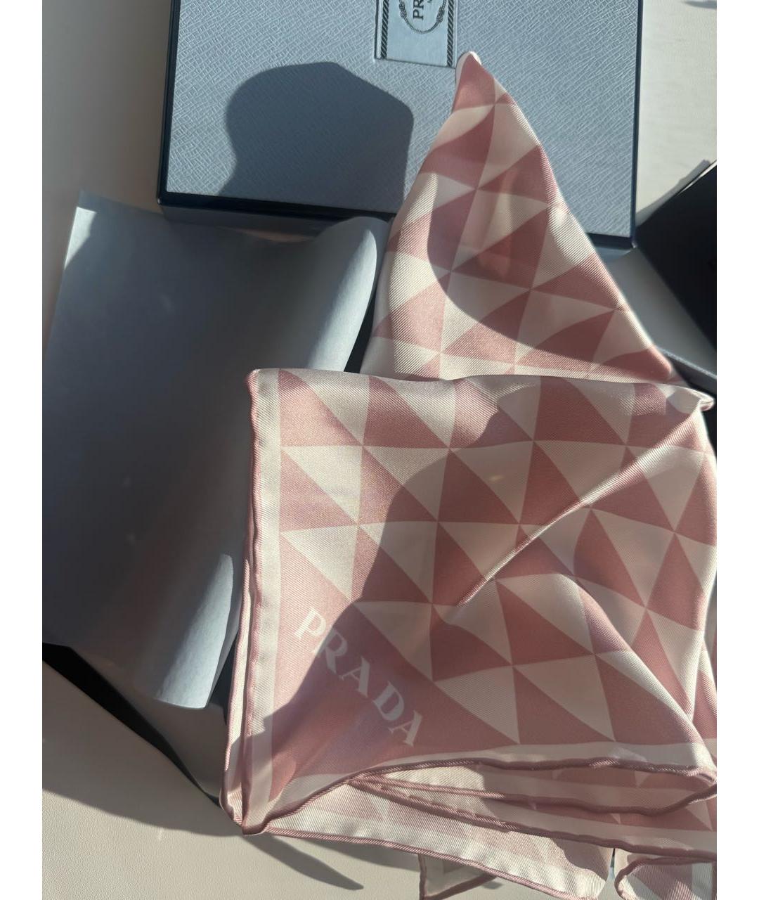 PRADA Розовый шелковый платок, фото 3