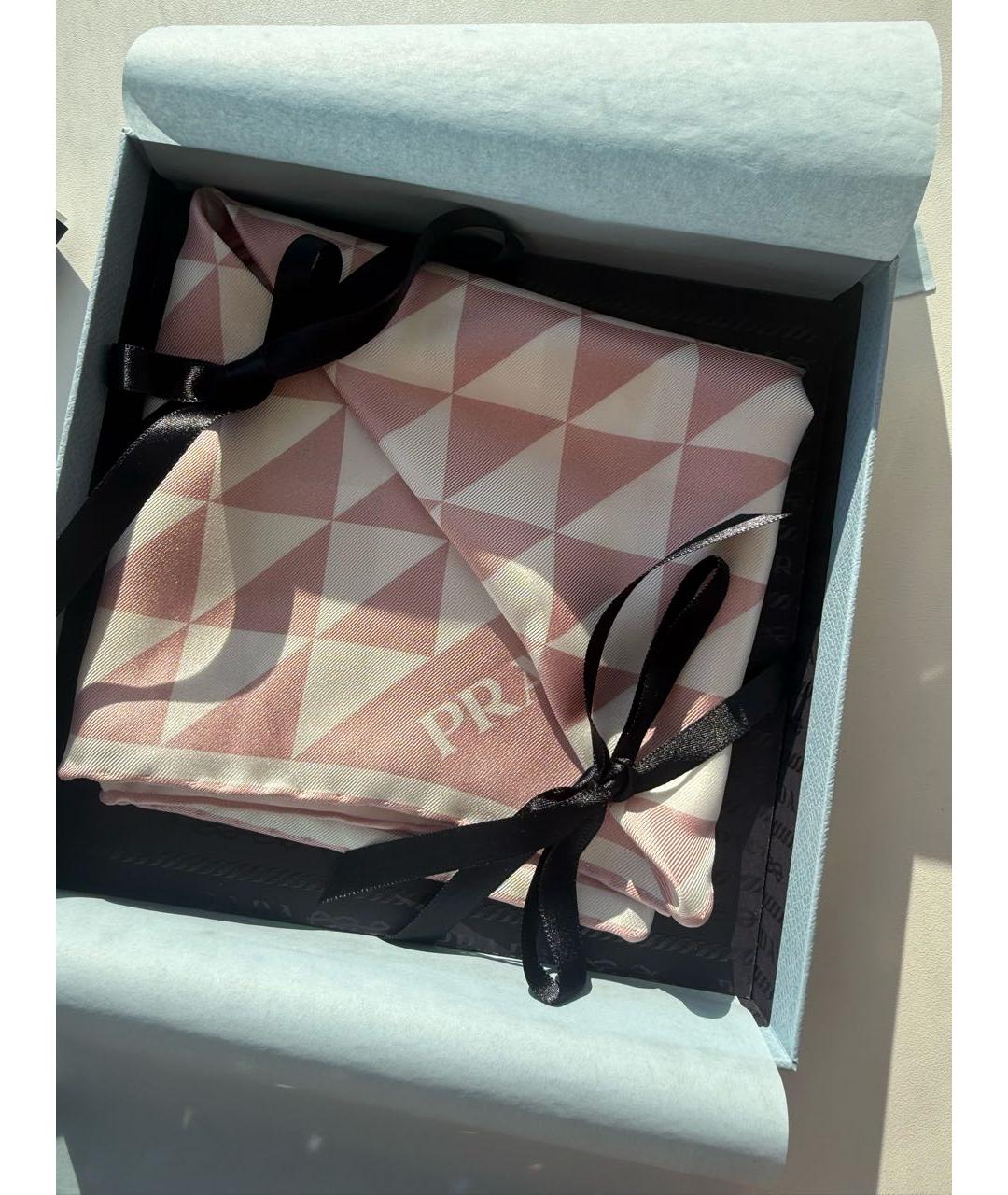 PRADA Розовый шелковый платок, фото 2