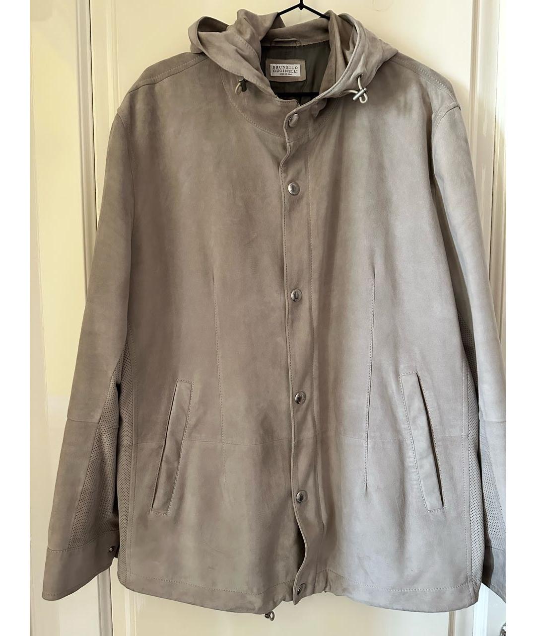 BRUNELLO CUCINELLI Серая замшевая куртка, фото 5