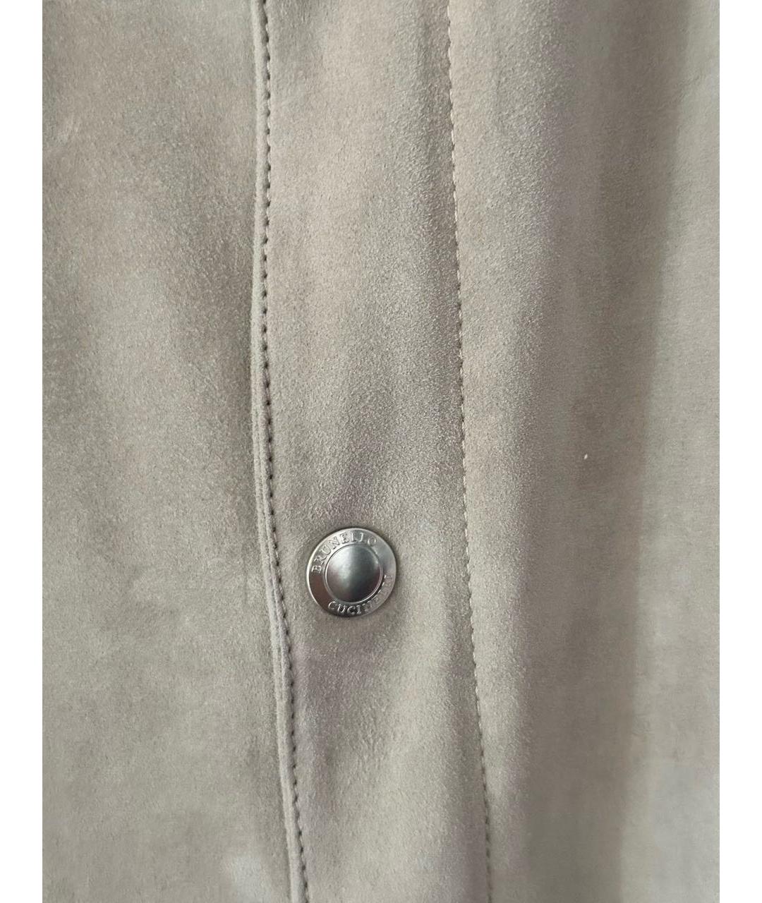 BRUNELLO CUCINELLI Серая замшевая куртка, фото 4