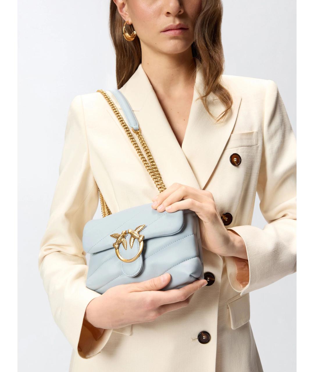 PINKO Голубая кожаная сумка через плечо, фото 2