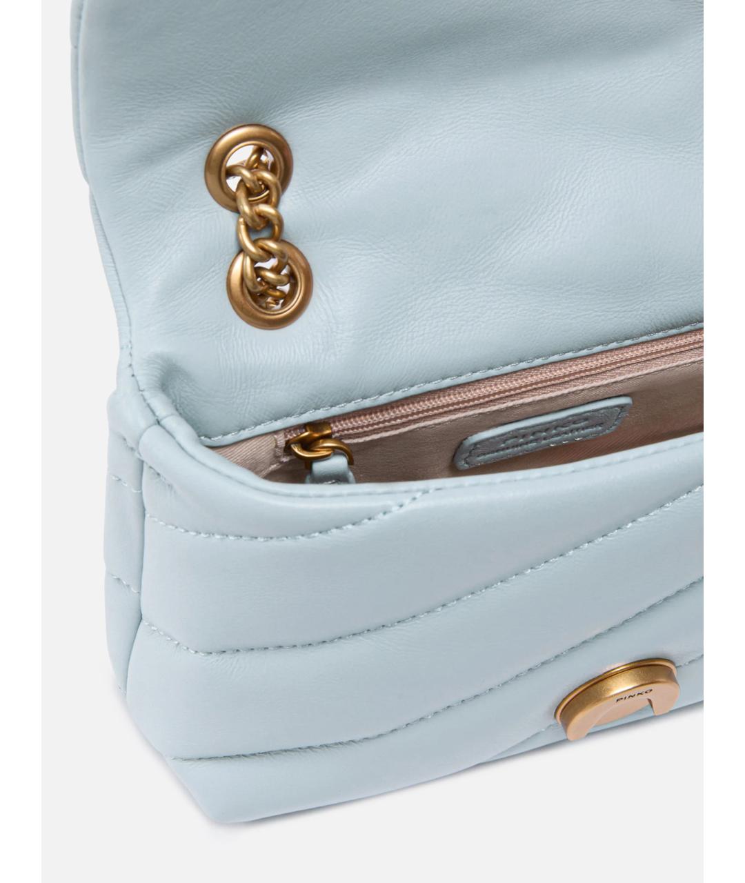 PINKO Голубая кожаная сумка через плечо, фото 5