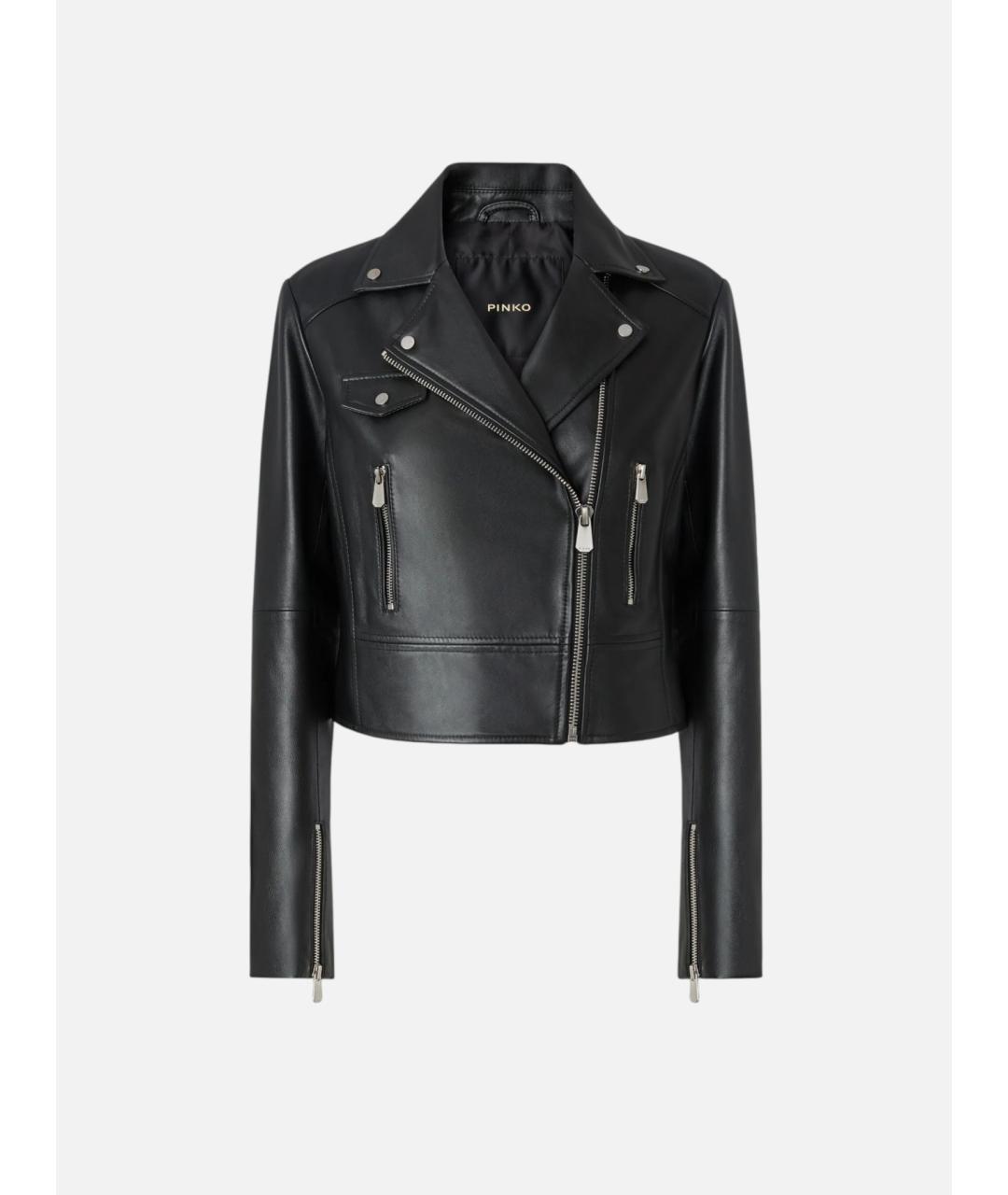 PINKO Черная кожаная куртка, фото 3