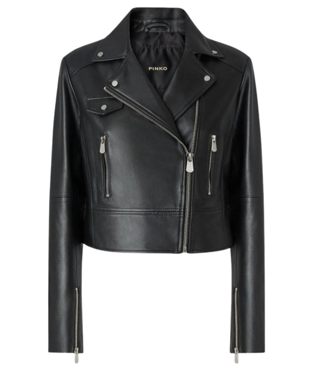 PINKO Черная кожаная куртка, фото 1