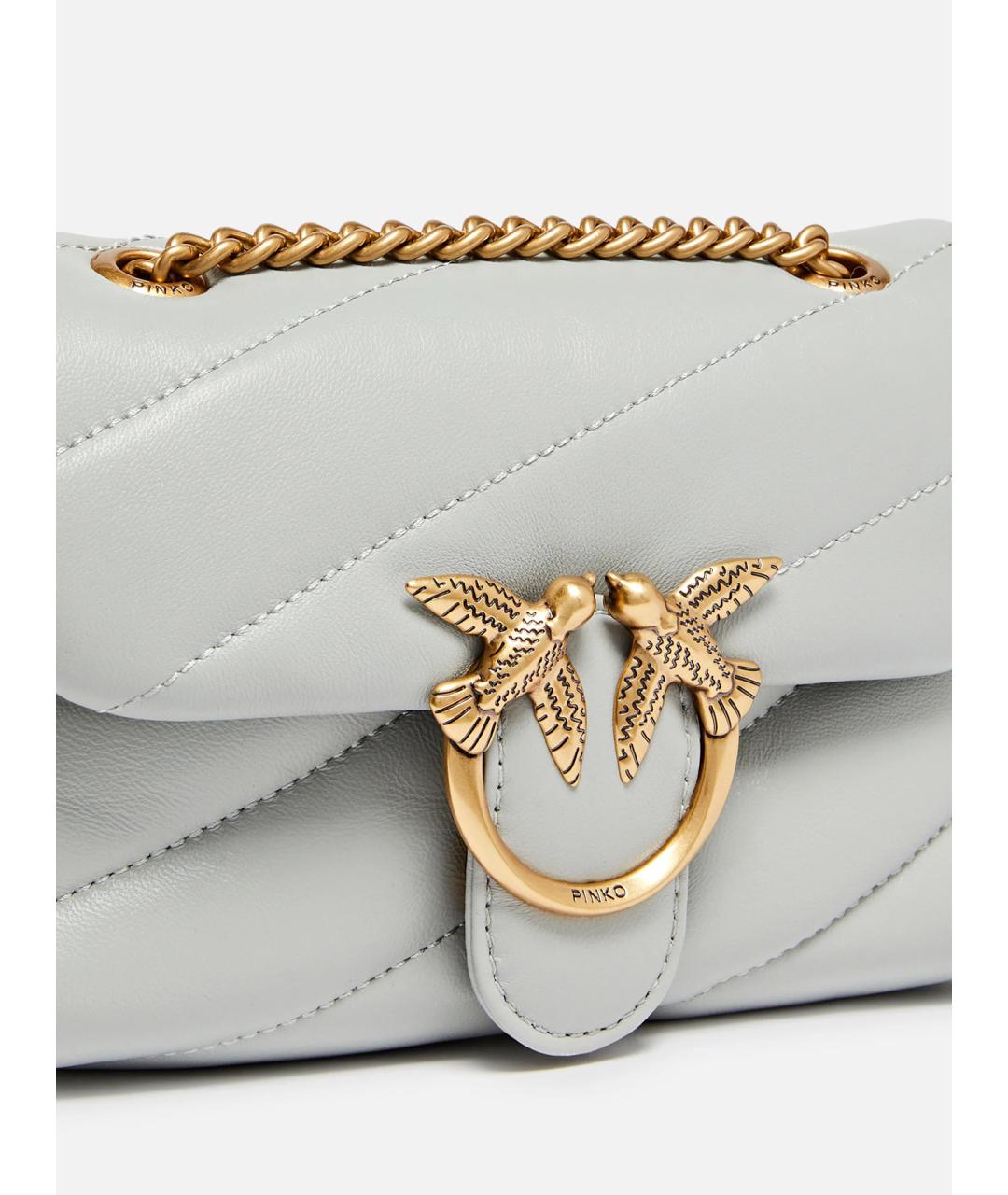 PINKO Серая кожаная сумка через плечо, фото 2