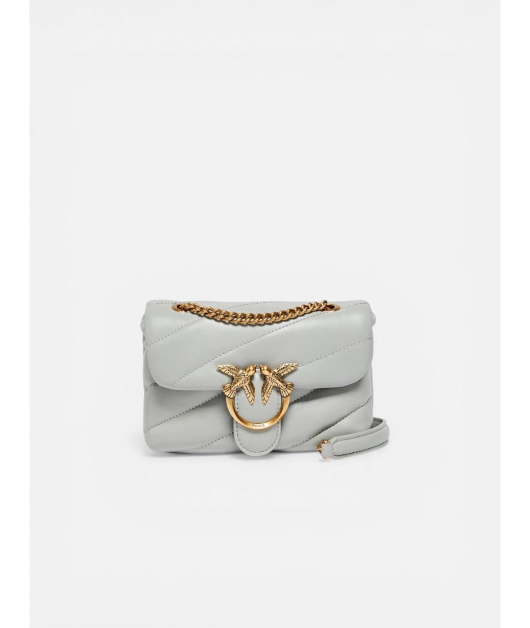 PINKO Серая кожаная сумка через плечо, фото 5
