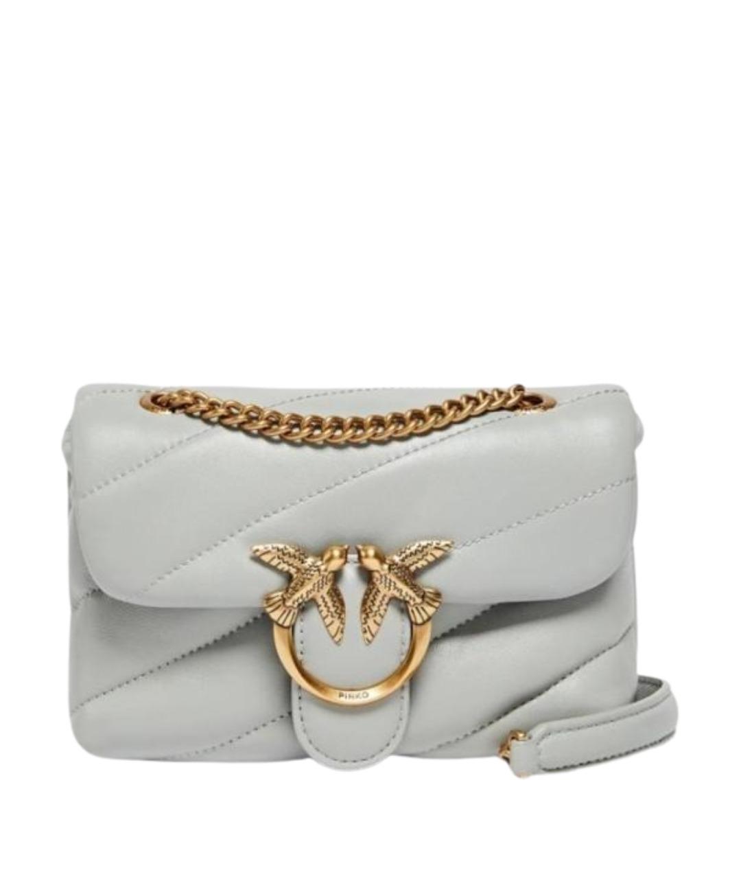 PINKO Серая кожаная сумка через плечо, фото 1