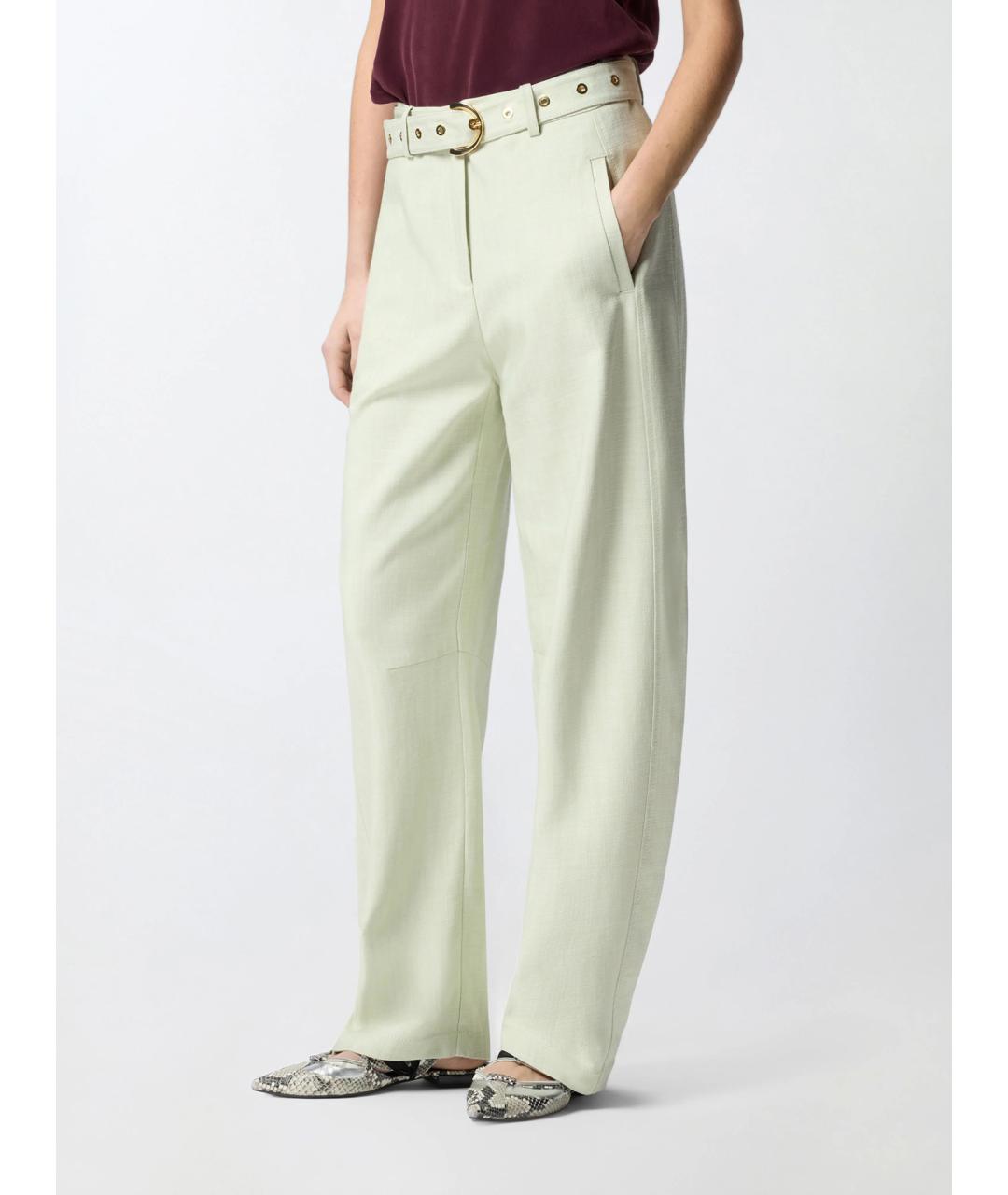 PINKO Бежевые вискозные прямые брюки, фото 3