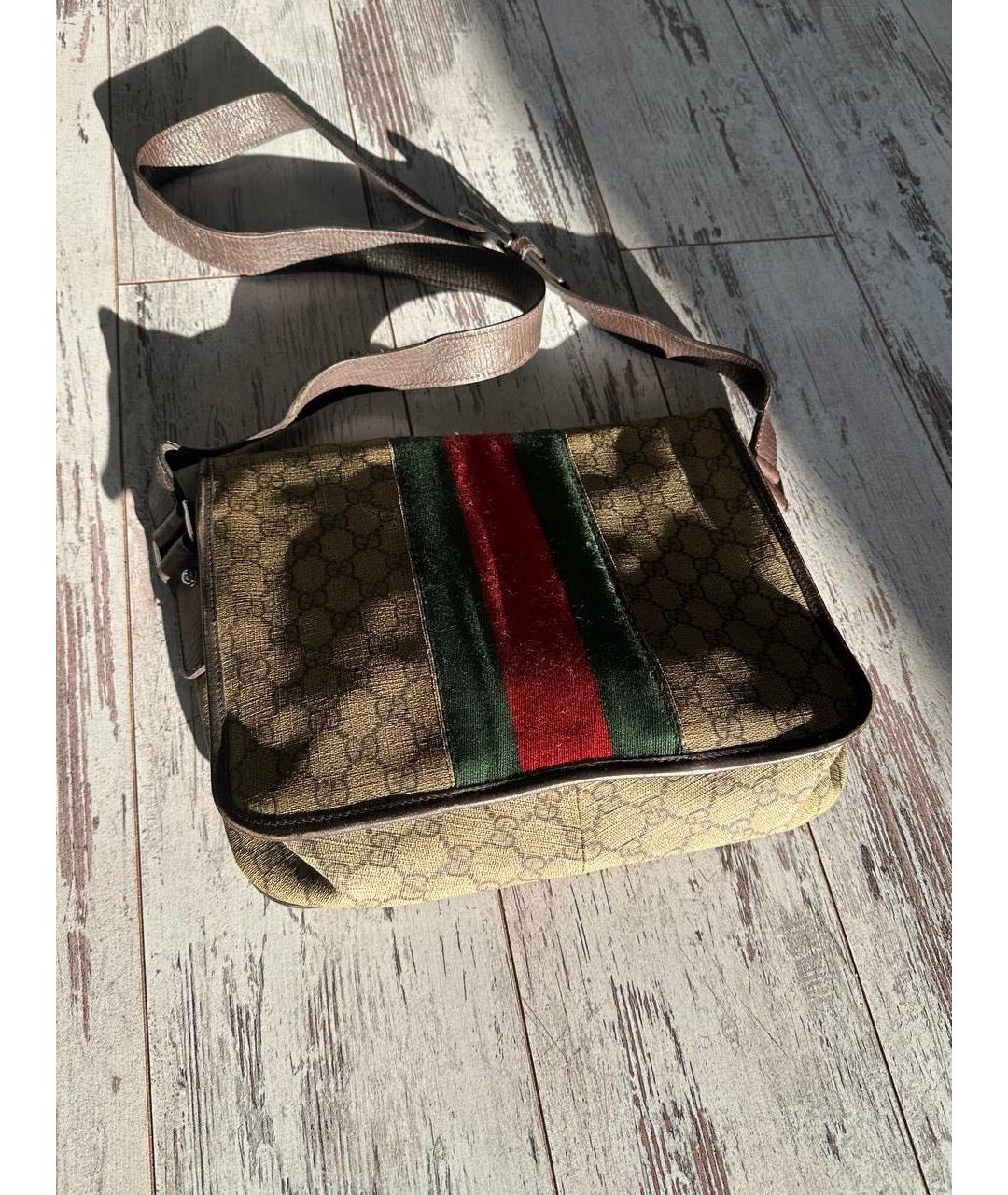 GUCCI Бежевая кожаная сумка на плечо, фото 4