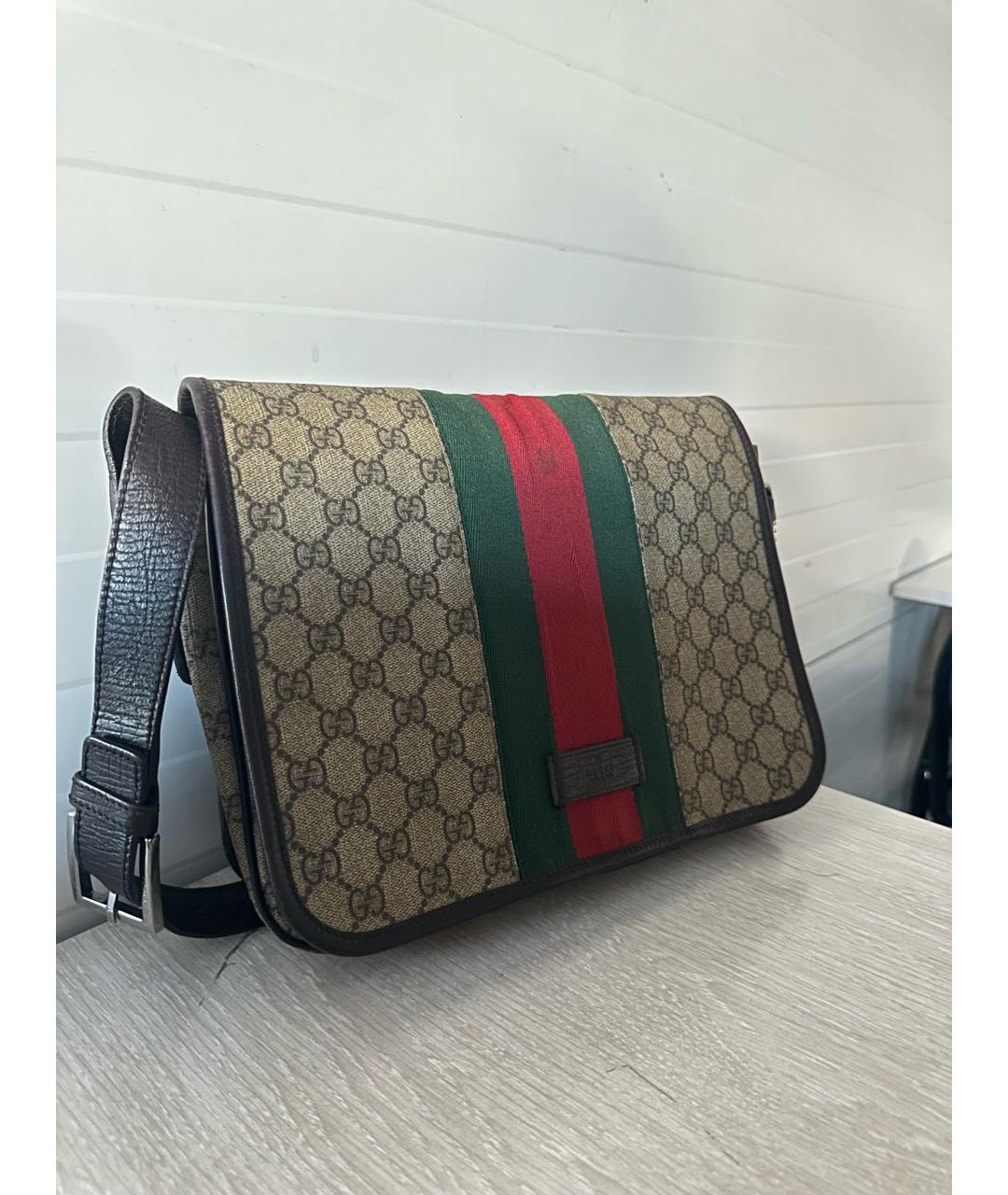 GUCCI Бежевая кожаная сумка на плечо, фото 2