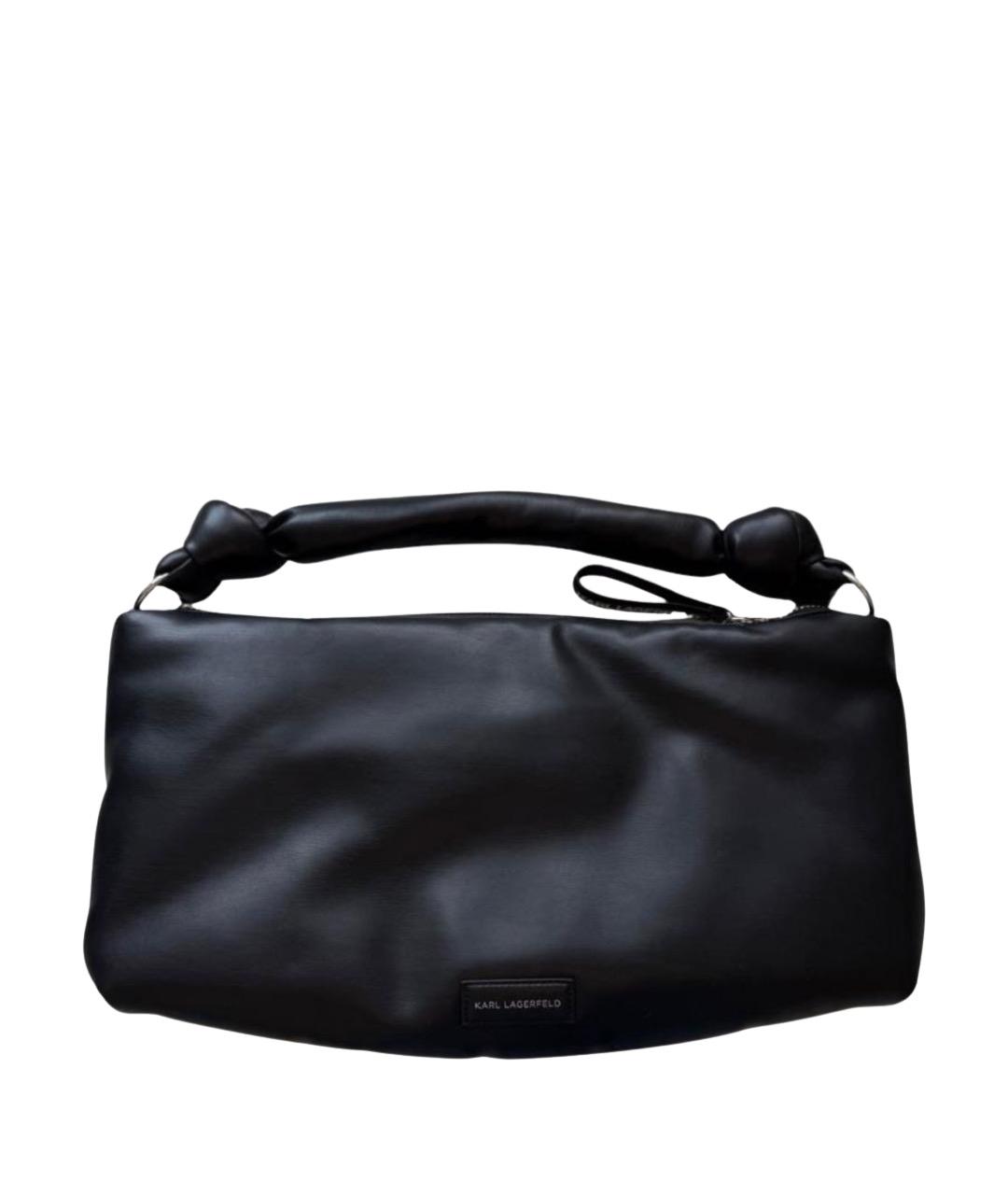 KARL LAGERFELD Черная кожаная сумка с короткими ручками, фото 1