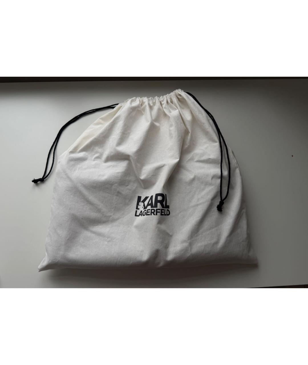 KARL LAGERFELD Черная кожаная сумка с короткими ручками, фото 2