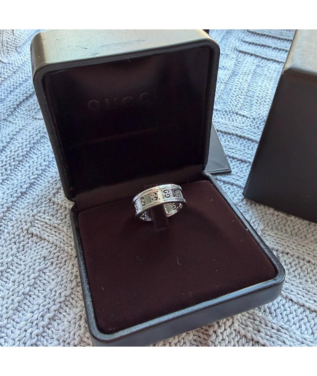GUCCI Серое кольцо из белого золота, фото 3
