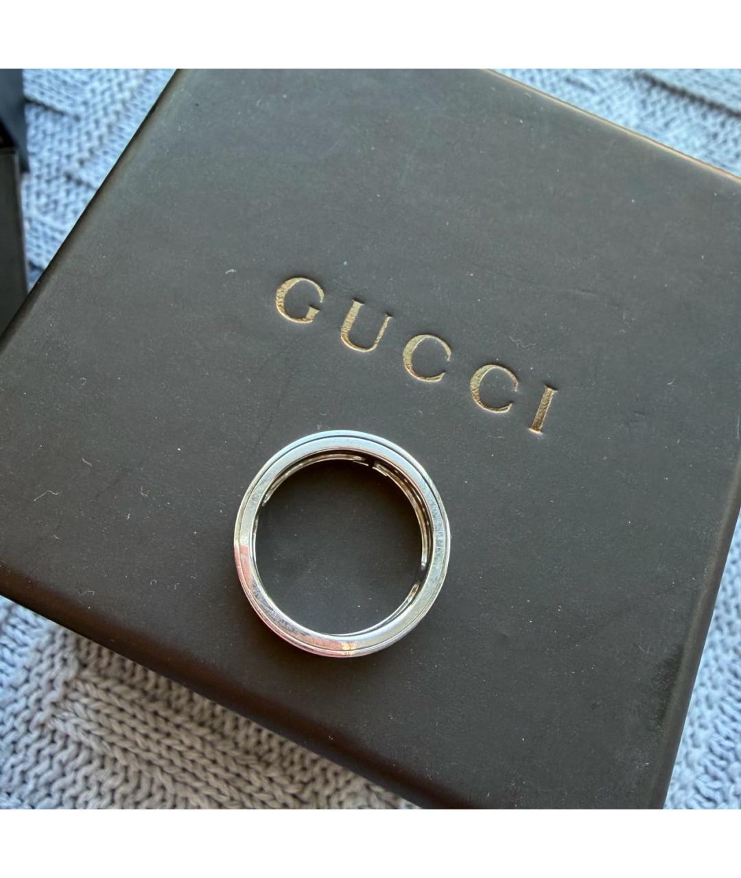 GUCCI Серое кольцо из белого золота, фото 4